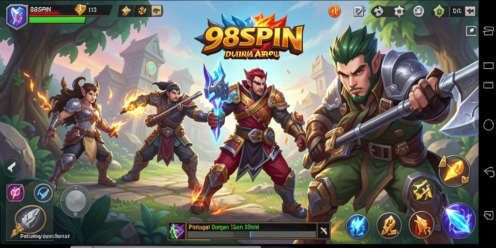 Tampilan gameplay ARPG 98SPIN dengan pertarungan menarik.