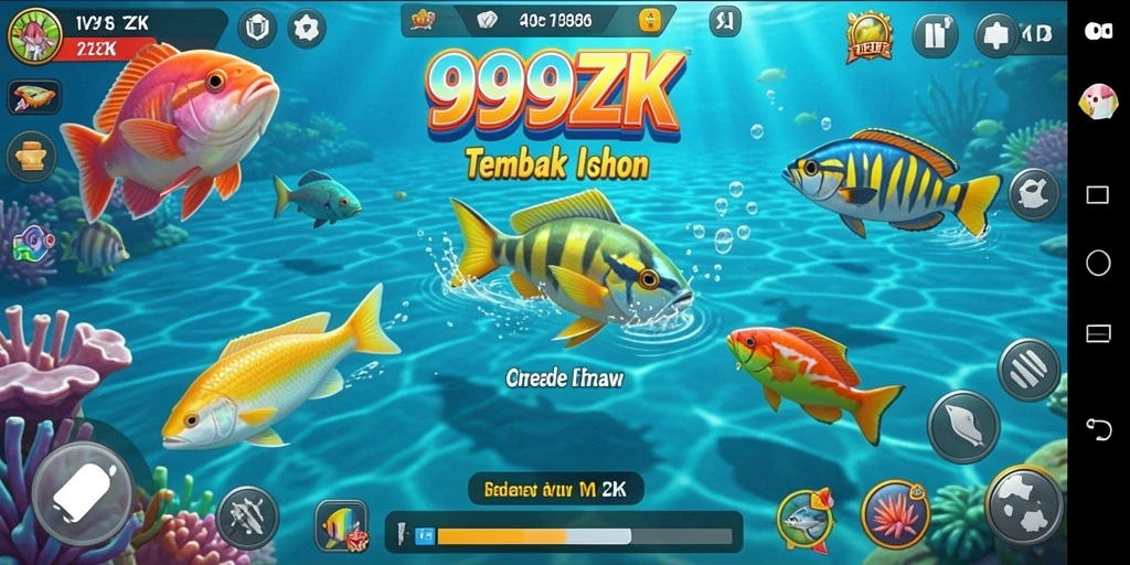 Tampilan gameplay seru dalam 999ZK untuk menangkap berbagai jenis ikan.