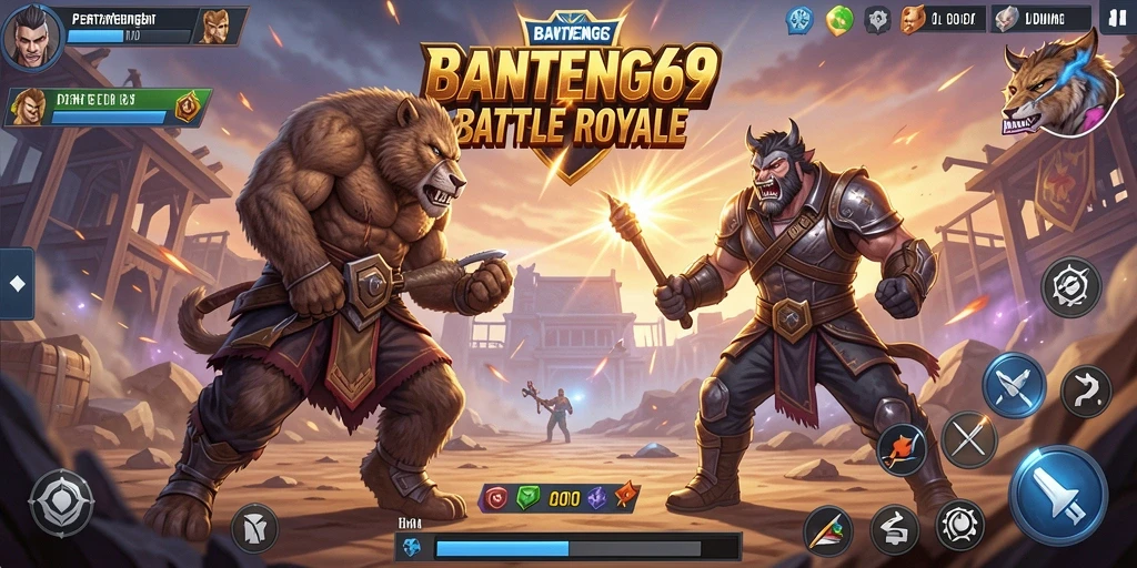 Tampilan seru gameplay BANTENG69 dalam pertarungan Battle Royale.