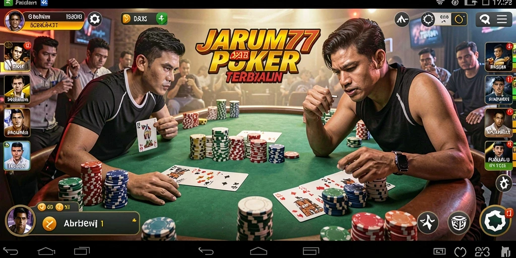 Tampilan seru dari gameplay Poker di JARUM77.