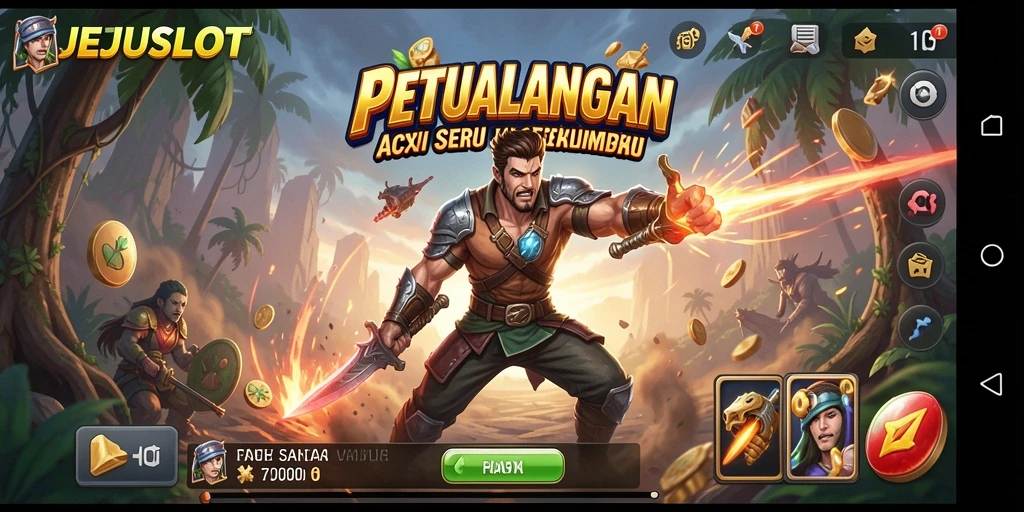 Tampilan gameplay seru dalam JEJUSLOT dengan aksi mendebarkan.
