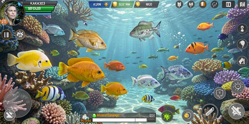Menampilkan gameplay seru dalam KAKA303 dengan aksi menangkap ikan.