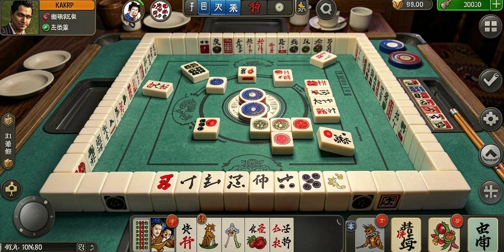 Tampilan menarik dari gameplay KAKRP yang menampilkan Mahjong.