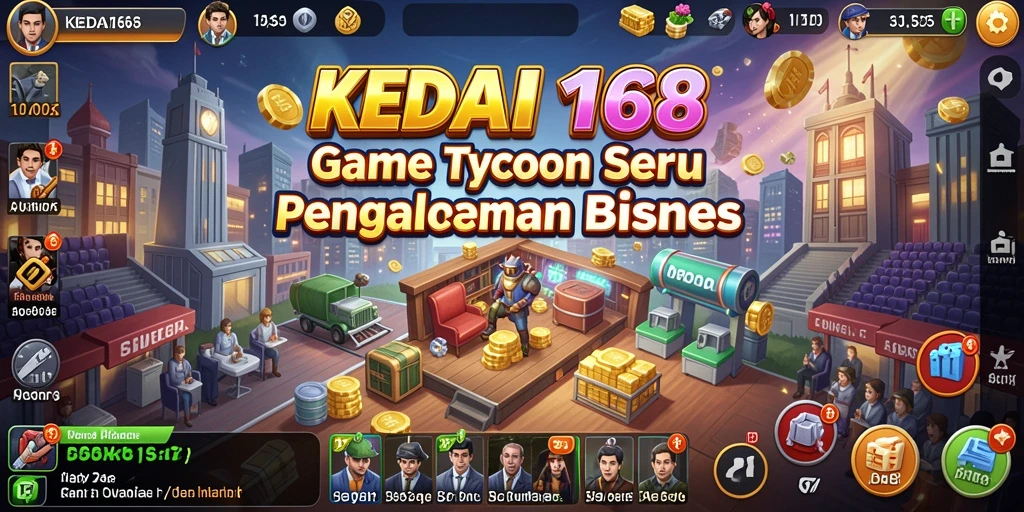 Tampilan gameplay KEDAI168 dengan kedai yang unik dan penuh warna.