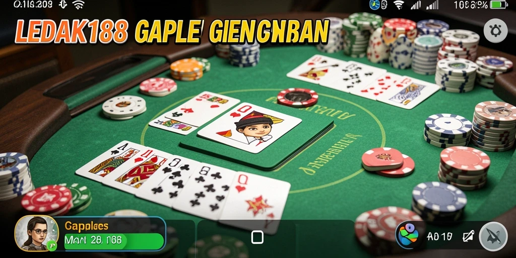 Screenshot LEDAK188 menunjukkan gameplay Gaple yang seru dan interaktif.