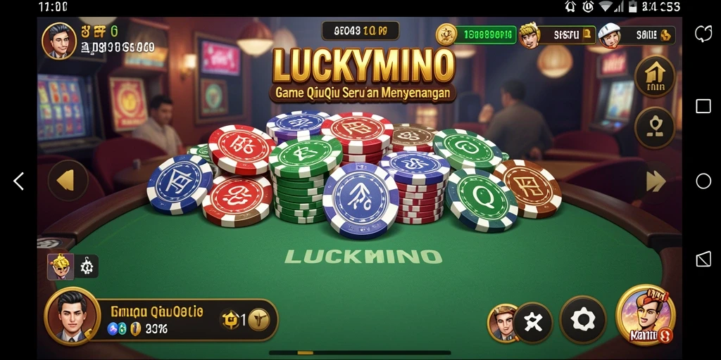 Tampilan gameplay menarik dari LUCKYMINO yang penuh aksi QiuQiu.