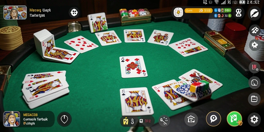 Tangkapan layar utama MEGA338 menampilkan gameplay seru Gaple.