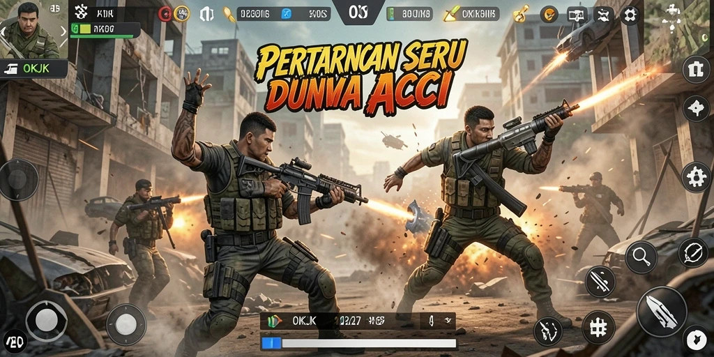 Tampilan gameplay <strong>OKJK</strong> yang menegangkan dengan aksi yang cepat.