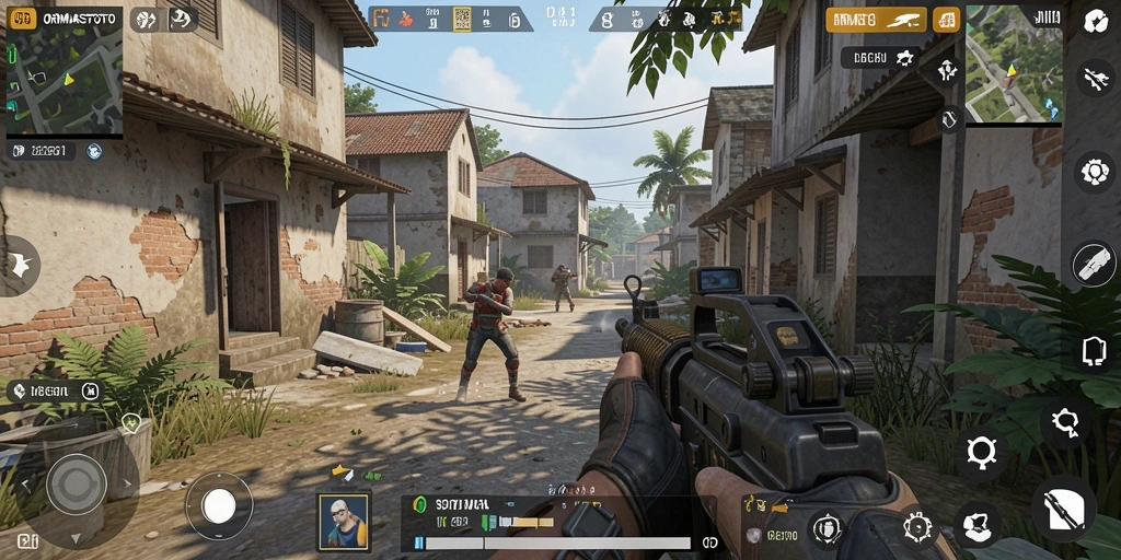 Screenshot utama ORMASTOTO menampilkan aksi intens dalam gameplay FPS.