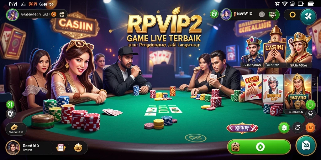 Screenshot RPVIP2 menunjukkan dealer langsung dalam aksi di permainan kasino.
