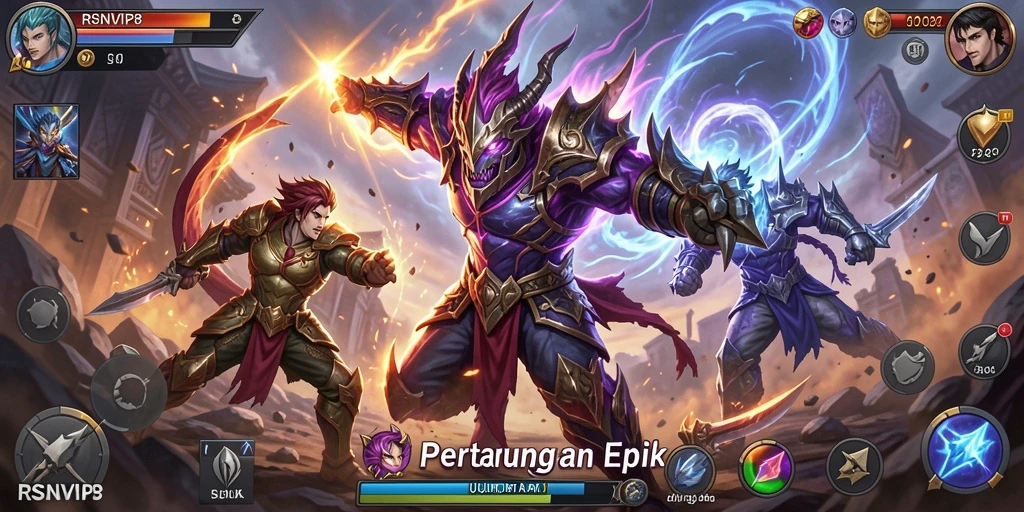 Screenshot gameplay RSNVIP8 dengan aksi pertarungan yang mendebarkan.