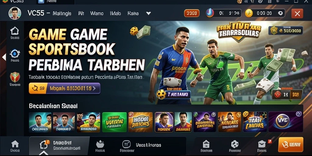 Tampilan gameplay VC55 yang menunjukkan variasi taruhan olahraga.